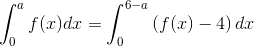 \int_{0}^{a}f(x)dx=\int_{0}^{6-a}\left ( f(x)-4 \right )dx